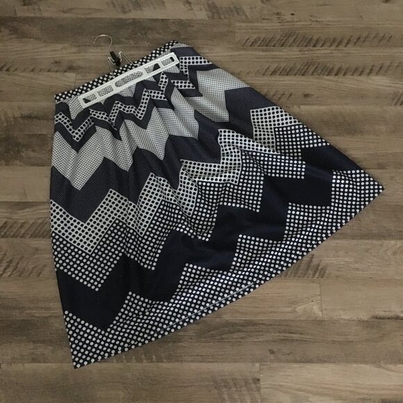 Vintage Handmade Zig-zag & Polka Dots Pleated Midi Skirt - Picture 8 of 14